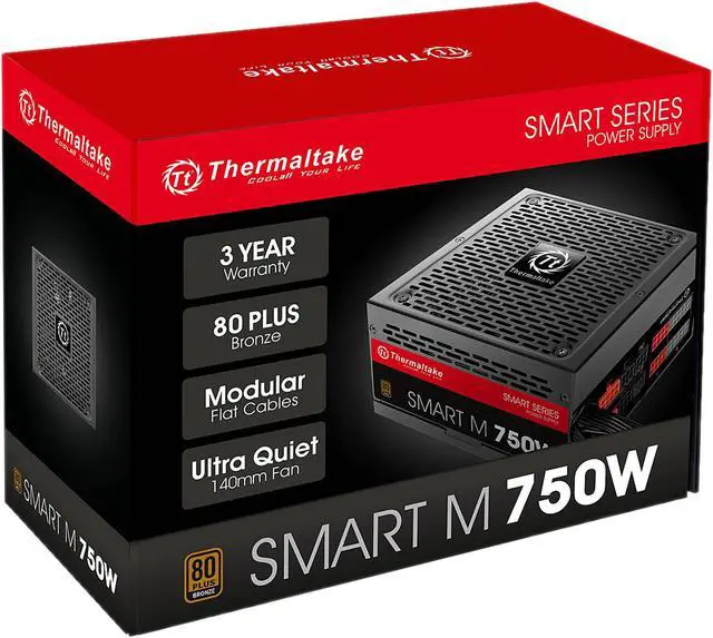 Alt view image 8 of 8 - Thermaltake SMART Series SP-750M 750 W ATX 12V V2.3 & EPS 12V SLI Ready CrossFire Ready 80 PLUS BRONZE Certified Semi-Modular Active PFC Power Supply