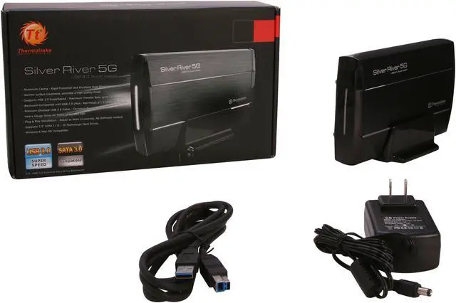 Alt view image 6 of 5 - Thermaltake Silver River 5G ST0025U Aluminum 3.5" Black SATA I/II/III USB 3.0 External Enclosure