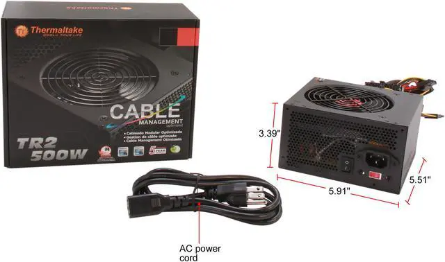 Alt view image 8 of 8 - Thermaltake TR2 TR-500 500 W ATX12V v2.3 SLI Ready CrossFire Ready SLI CrossFire Power Supply