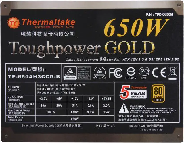 Alt view image 5 of 7 - Thermaltake Toughpower TPD-0650M - SLI/ CrossFire Ready 80 PLUS Gold Certification and Semi Modular Cables  Black Active PFC Power Supply Intel Haswell Ready (PS-TPD-0650MPCGUS-1)