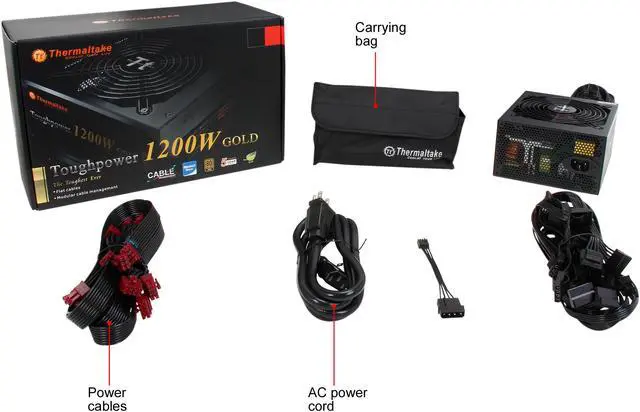 Alt view image 8 of 8 - Thermaltake Toughpower 1200W Gold PS-TPD-1200MPCGUS-1 1200 W ATX12V / EPS12V 80 PLUS GOLD Certified Semi-Modular Active PFC Power Supply