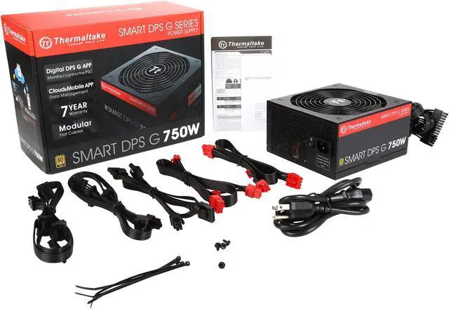 Alt view image 7 of 7 - Thermaltake Smart DPS G 750W Digital SLI/CrossFire Ready Continuous Power ATX12V v2.31 / SSI EPS v2.92 80 PLUS GOLD Certified Modular Active PFC Power Supply Haswell Ready