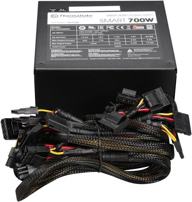 Alt view image 6 of 7 - Thermaltake Smart Series 700W SLI / CrossFire Ready Continuous Power ATX12V V2.3 / EPS12V 80 PLUS Certified Active PFC Power Supply Haswell Ready PS-SPD-0700NPCWUS-W