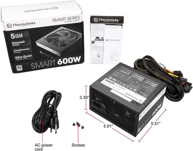 Alt view image 8 of 7 - Thermaltake Smart Series 600W SLI / CrossFire Ready Continuous Power ATX12V V2.3 / EPS12V 80 PLUS Certified Active PFC Power Supply Haswell Ready PS-SPD-0600NPCWUS-W