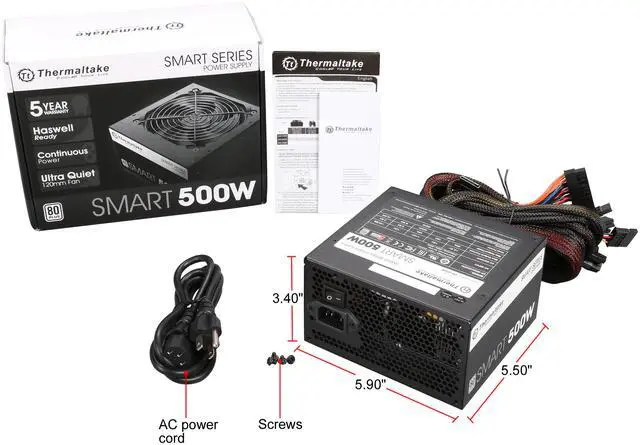 Alt view image 8 of 19 - Thermaltake Smart Series 500W SLI/CrossFire Ready Continuous Power ATX 12V V2.3 / EPS 12V 80 PLUS Certified Active PFC Power Supply Haswell Ready PS-SPD-0500NPCWUS-W