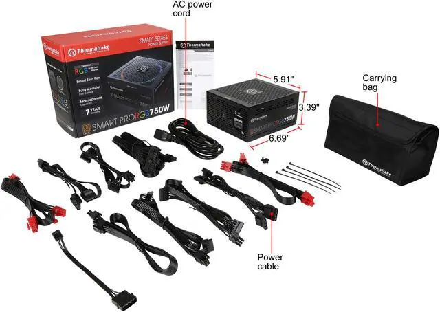 Alt view image 8 of 7 - Thermaltake Smart Pro RGB 750W Smart Zero Fan SLI/CrossFire Ready Continuous Power ATX12V v2.4 / EPS v2.92 80 PLUS Bronze Certified Full Modular Power Supply PS-SPR-0750FPCBUS-R