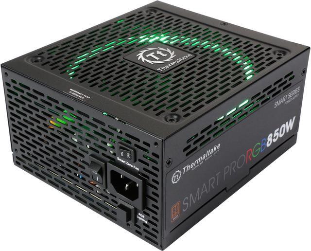 Main image of Thermaltake Smart Pro RGB 850W Smart Zero Fan SLI/CrossFire Ready Continuous Power ATX12V v2.4 / EPS v2.92 80 PLUS Bronze Certified Full Modular Power Supply PS-SPR-0850FPCBUS-R