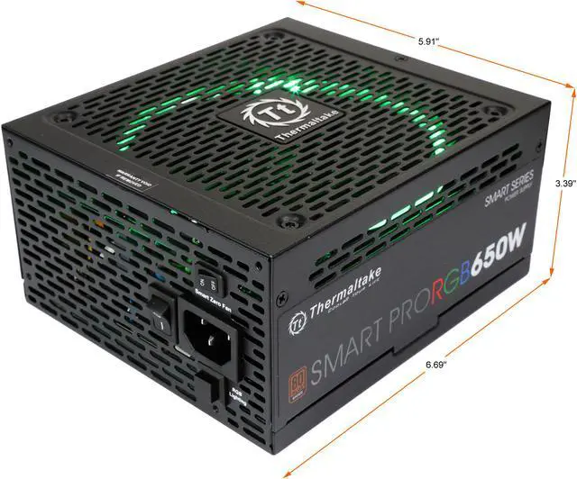 Alt view image 2 of 8 - Thermaltake Smart Pro RGB 650W Smart Zero Fan SLI/CrossFire Ready Continuous Power ATX12V v2.4 / EPS v2.92 80 PLUS Bronze Certified Full Modular Power Supply PS-SPR-0650FPCBUS-R