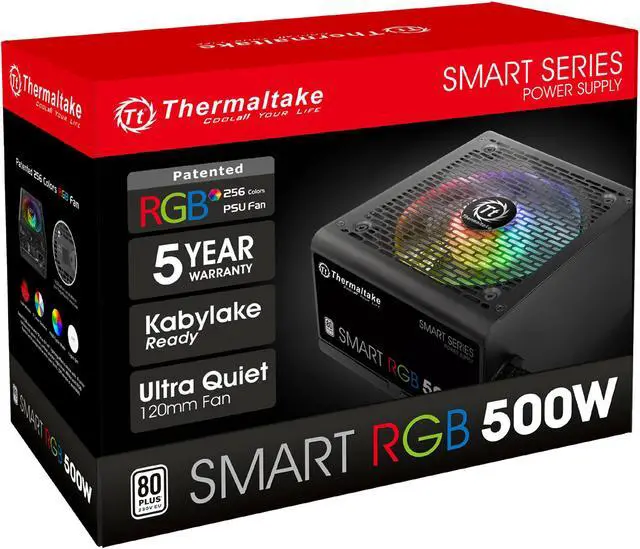 Alt view image 11 of 11 - Thermaltake Smart RGB Series 500W SLI/CrossFire Ready Continuous Power ATX 12V V2.3 80 PLUS Certified 5 Year Warranty Active PFC Power Supply Haswell Ready PS-SPR-0500NHFAWU-1
