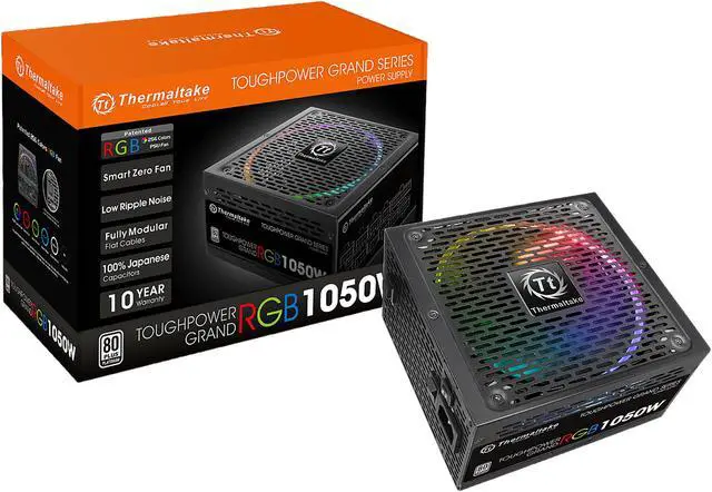 Alt view image 10 of 11 - Thermaltake Toughpower Grand RGB 1050W SLI/CrossFire Ready Continuous Power RGB LED Smart Zero Fan ATX12V v2.4 / EPS v2.92 80 PLUS PLATINUM Certified 10 Year Warranty Full Modular Power Supply PS-TPG-1050F1FAPU-1