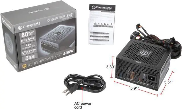 Alt view image 8 of 8 - Thermaltake Toughpower GX1 600W PS-TPD-0600NNFAGU-1 ATX 12V v2.4 and EPS v2.92 80 PLUS GOLD Certified Active PFC Power Supply
