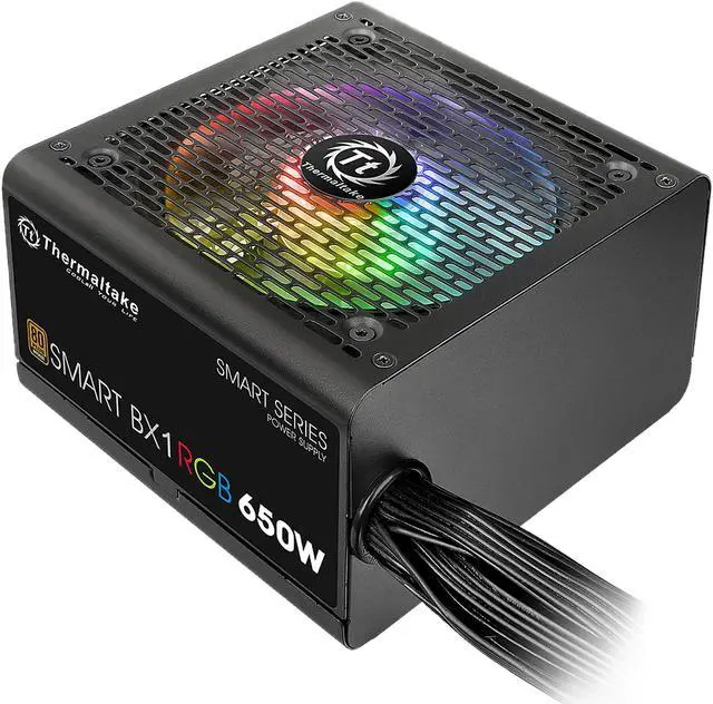 Main image of Thermaltake Smart BX1 RGB 650W Bronze SLI/ CrossFire Ready Continuous Power RGB LED ATX12V v2.3 / EPS v2.92 80 PLUS Bronze Certified 5 Year Warranty Non Modular Power Supply PS-SPR-0650NHFABU-1