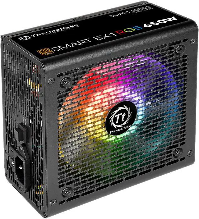 Alt view image 2 of 9 - Thermaltake Smart BX1 RGB 650W Bronze SLI/ CrossFire Ready Continuous Power RGB LED ATX12V v2.3 / EPS v2.92 80 PLUS Bronze Certified 5 Year Warranty Non Modular Power Supply PS-SPR-0650NHFABU-1