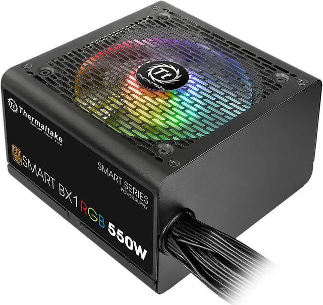 Main image of Thermaltake Smart BX1 RGB 550W Bronze SLI/ CrossFire Ready Continuous Power RGB LED ATX12V v2.3 / EPS v2.92 80 PLUS Bronze Certified 5 Year Warranty Non Modular Power Supply PS-SPR-0550NHFABU-1