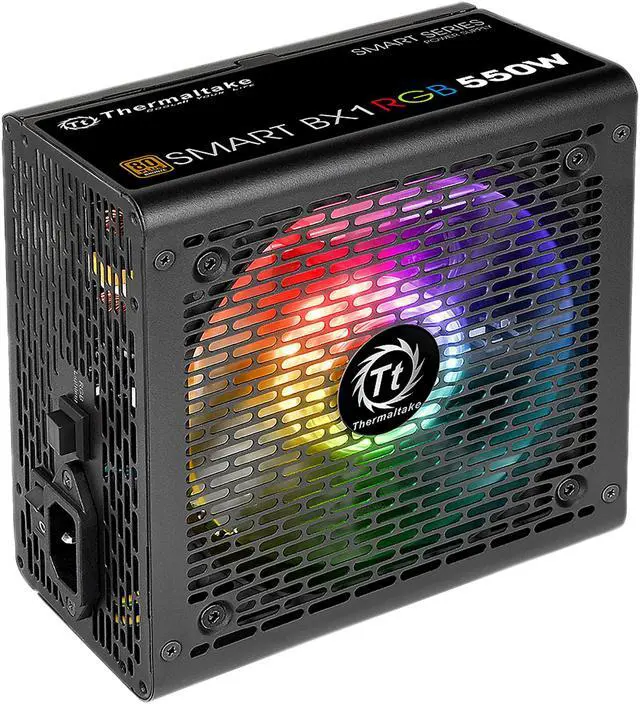 Alt view image 2 of 9 - Thermaltake Smart BX1 RGB 550W Bronze SLI/ CrossFire Ready Continuous Power RGB LED ATX12V v2.3 / EPS v2.92 80 PLUS Bronze Certified 5 Year Warranty Non Modular Power Supply PS-SPR-0550NHFABU-1