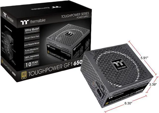 Alt view image 11 of 18 - Thermaltake Toughpower GF1 650W 80+ Gold SLI/Crossfire Ready Ultra Quiet 140mm Hydraulic Bearing Smart Zero Fan Full Modular Power Supply 10 Year Warranty - PS-TPD-0650FNFAGU-1