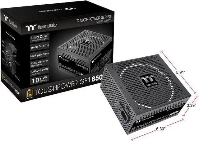 Alt view image 11 of 11 - Thermaltake Toughpower GF1 850W 80+ Gold SLI/Crossfire Ready Ultra Quiet 140mm Hydraulic Bearing Smart Zero Fan Full Modular Power Supply 10 Year Warranty - PS-TPD-0850FNFAGU-1