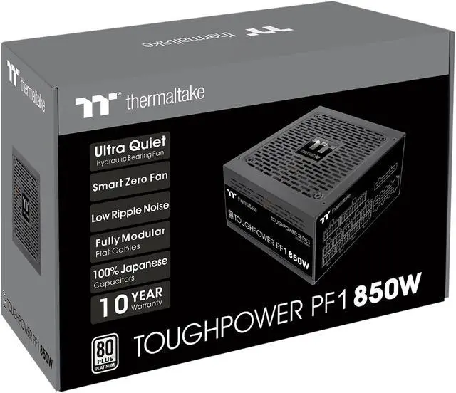 Alt view image 10 of 10 - Thermaltake Toughpower PF1 850W 80+ Platinum Single Side SMD Compact Design Ultra Quiet 120mm Hydraulic Bearing Smart Zero Fan Full Modular Power Supply 10 Year Warranty, PS-TPD-0850FNFAPU-1