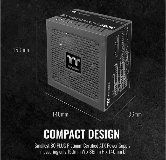 Alt view image 8 of 9 - Thermaltake Toughpower PF1 650W 80+ Platinum Single Side SMD Compact Design Ultra Quiet 120mm Hydraulic Bearing Smart Zero Fan Full Modular Power Supply 10 Year Warranty, PS-TPD-0650FNFAPU-1