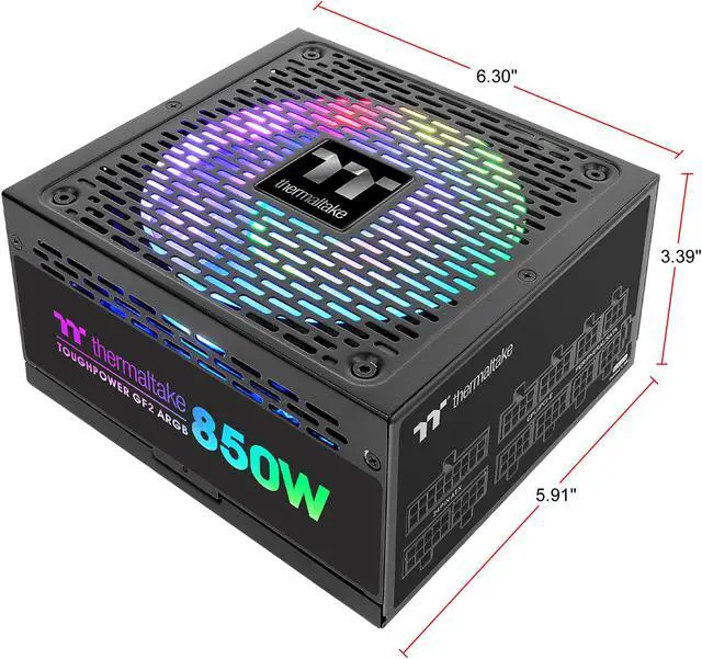 Alt view image 2 of 7 - Thermaltake Toughpower GF2 ARGB 850W 80+ Gold 16.8 Million Colors 18 Addressable LEDs 5V Motherboard Sync/Analog Controlled SLI Full Modular Power Supply, PS-TPD-0850F3FAGU-2
