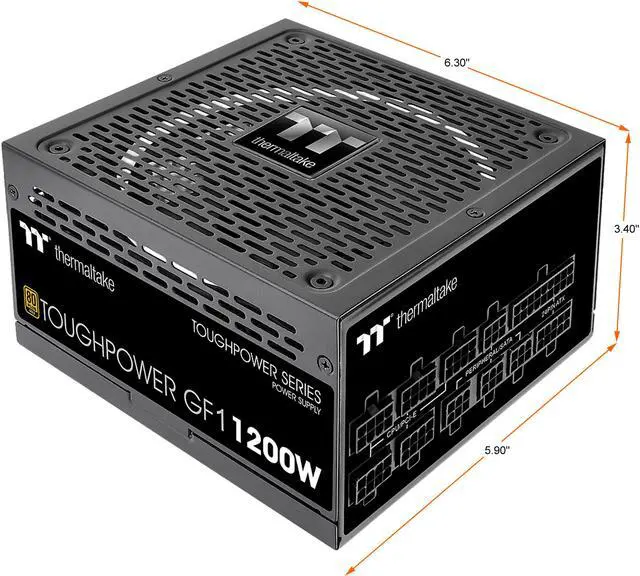 Alt view image 2 of 7 - Thermaltake Toughpower GF1 1200W 80+ Gold Analog Controlled SLI Full Modular Power Supply, Ultra Quiet 140mm Hydraulic Bearing Fan, Smart Zero Fan, 100% JP CAP PS-TPD-1200FNFAGU-1
