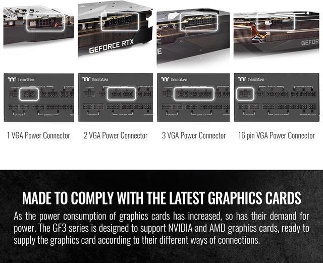 Alt view image 5 of 6 - Thermaltake Toughpower GF3 1350W, ATX 3.0 Standard, PCIe Gen.5 600W 12VHPWR Connector Included, 80+ Gold Full Modular SLI/Crossfire Ready Power Supply, 10 Year Warranty, PS-TPD-1350FNFAGU-4