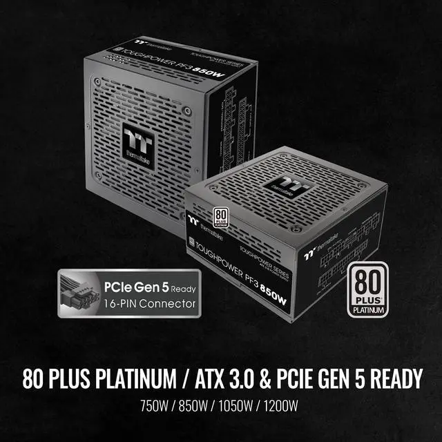 Alt view image 3 of 6 - Thermaltake Toughpower PF3 850W 80+ Platinum ATX 3.0 (PCI-E 5.0 450W 12VHPWR Connector included) Full Modular SLI/Crossfire Ready Power Supply, PS-TPD-0850FNFAPU-L