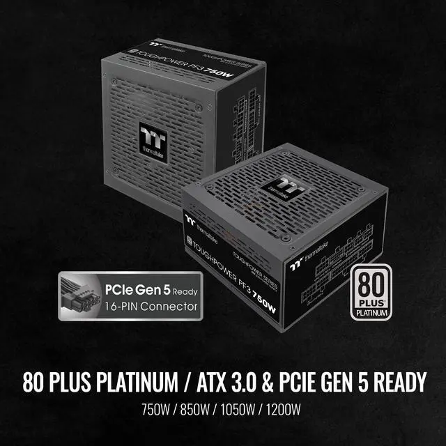 Alt view image 3 of 6 - Thermaltake Toughpower PF3 750W 80+ Platinum ATX 3.0 (PCI-E 5.0 300W 12VHPWR Connector included) Full Modular SLI/Crossfire Ready Power Supply, PS-TPD-0750FNFAPU-3