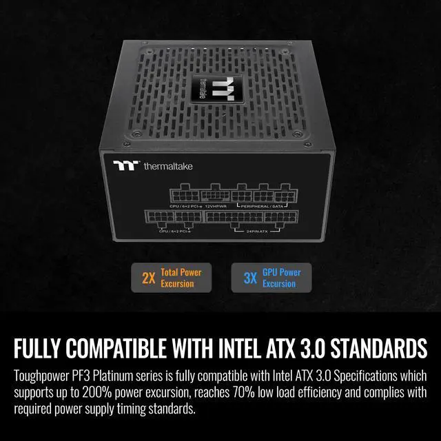 Alt view image 4 of 6 - Thermaltake Toughpower PF3 750W 80+ Platinum ATX 3.0 (PCI-E 5.0 300W 12VHPWR Connector included) Full Modular SLI/Crossfire Ready Power Supply, PS-TPD-0750FNFAPU-3
