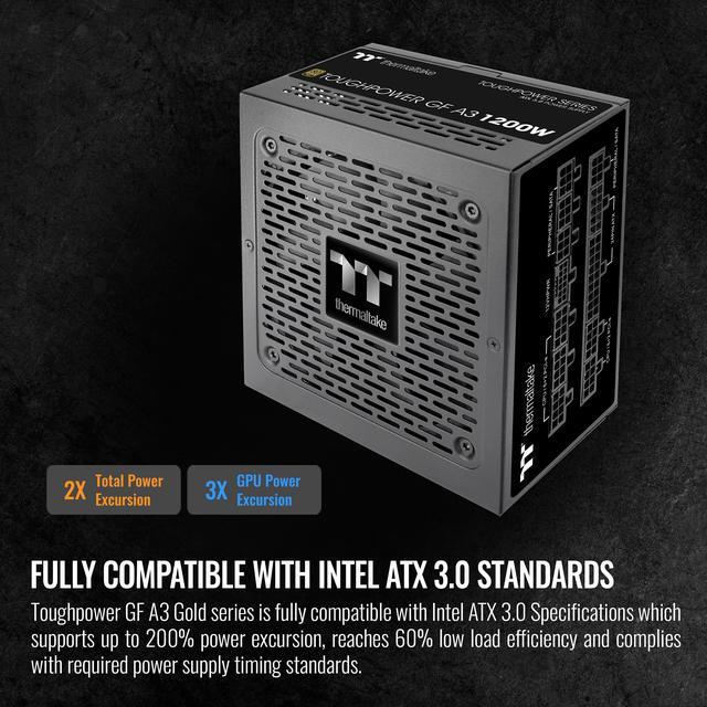 Alt view image 4 of 12 - Thermaltake Toughpower GF A3 ATX 3.0 1200W 80+ Gold Full Modular SLI/Crossfile Ready Power Supply; PCIe Gen.5 600W 12VHPWR Connector Included; PS-TPD-1200FNFAGU-L