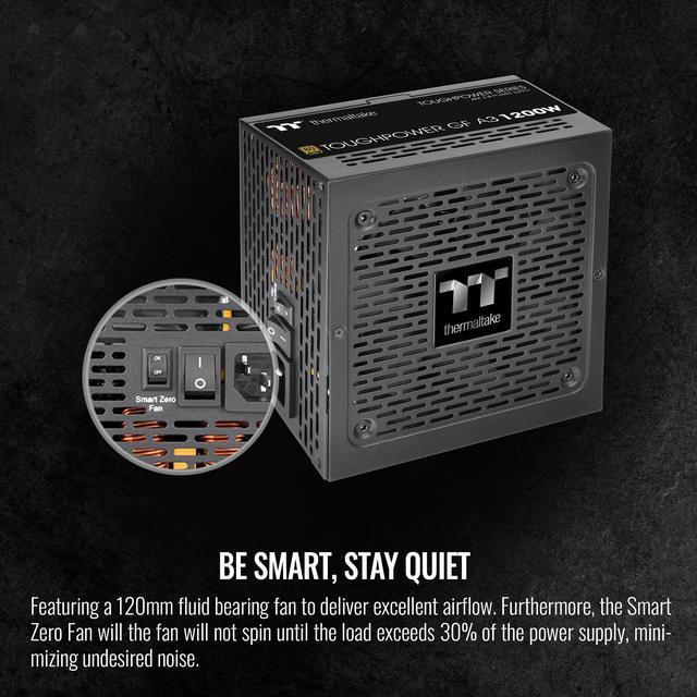 Alt view image 6 of 12 - Thermaltake Toughpower GF A3 ATX 3.0 1200W 80+ Gold Full Modular SLI/Crossfile Ready Power Supply; PCIe Gen.5 600W 12VHPWR Connector Included; PS-TPD-1200FNFAGU-L