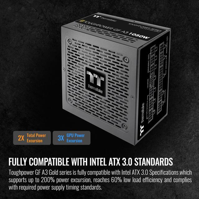 Alt view image 4 of 12 - Thermaltake Toughpower GF A3 ATX 3.0 1050W 80+ Gold Full Modular SLI/Crossfile Ready Power Supply; PCIe Gen.5 600W 12VHPWR Connector Included; PS-TPD-1050FNFAGU-L)