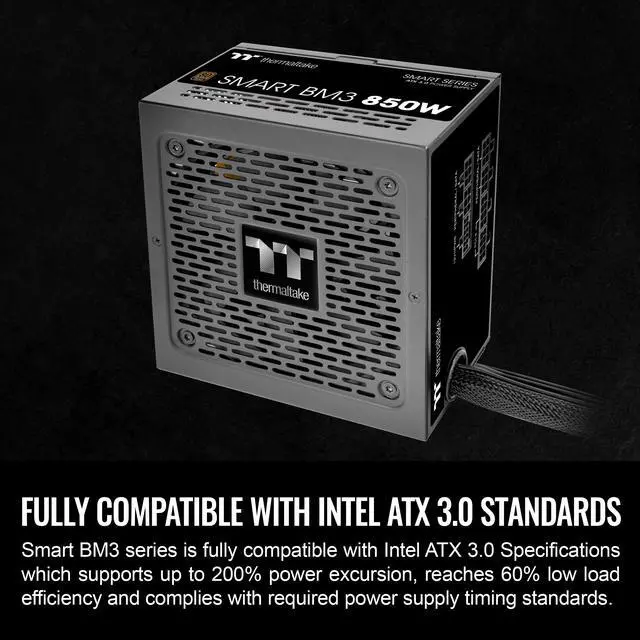 Alt view image 4 of 6 - Thermaltake Smart BM3 850W 80Plus Bronze ATX 3.0 & PCIE 5.0 Ready Semi-Modular Power Supply; 105°C/221°F Japanese Capacitor; 5 Year Warranty; PS-SPD-0850MNFABU-3