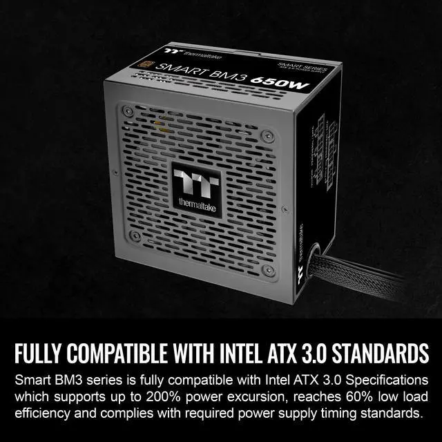 Alt view image 4 of 6 - Thermaltake Smart BM3 650W 80Plus Bronze ATX 3.0 & PCIE 5.0 Ready Semi-Modular Power Supply; 105°C/221°F Japanese Capacitor; 5 Year Warranty; PS-SPD-0650MNFABU-3