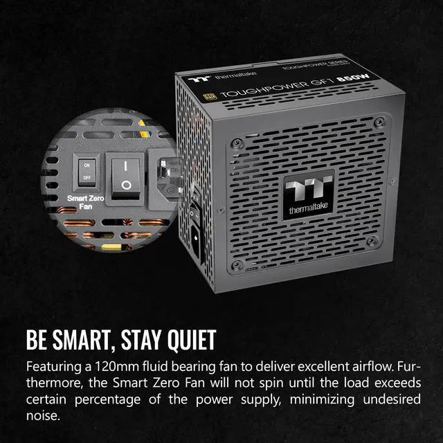 Alt view image 4 of 6 - Thermaltake GF1 (2024) Fully Modular ATX 850W Power Supply - 80 PLUS Gold - Ultra Quiet - Zero RPM, PS-TPD-0850FNFAGU-P