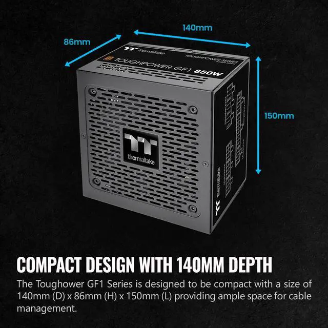 Alt view image 6 of 6 - Thermaltake GF1 (2024) Fully Modular ATX 850W Power Supply - 80 PLUS Gold - Ultra Quiet - Zero RPM, PS-TPD-0850FNFAGU-P