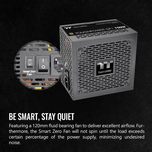 Alt view image 4 of 6 - Thermaltake GF1 (2024) Fully Modular ATX 750W Power Supply - 80 PLUS Gold - Ultra Quiet - Zero RPM, PS-TPD-0750FNFAGU-P
