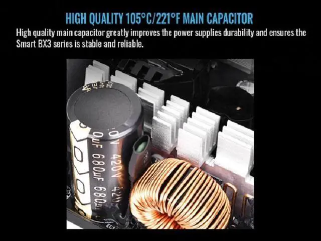 Alt view image 7 of 11 - Thermaltake Smart BX3 650W 80Plus Bronze ATX 3.1 Standard Power Supply; Non-Modular; PS-SPD-0650NNFABU-3; 5 Year Warranty