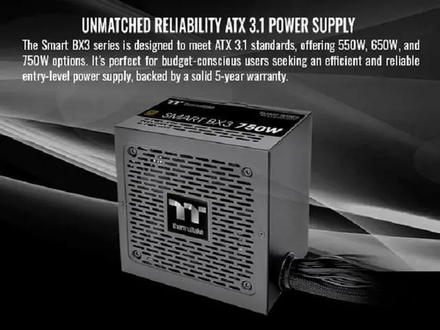 Alt view image 4 of 11 - Thermaltake Smart BX3 750W 80Plus Bronze ATX 3.1 Standard Power Supply; Non-Modular; PS-SPD-0750NNFABU-3; 5 Year Warranty