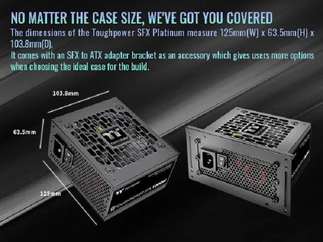 Alt view image 3 of 16 - Thermaltake Toughpower SFX 750W 80Plus Platinum ATX 3.1 300W 12V-2x6 Connector Included; Full Modular; 90mm Fan; PS-STP-0750FNFAPU-1; 7 Year Warranty