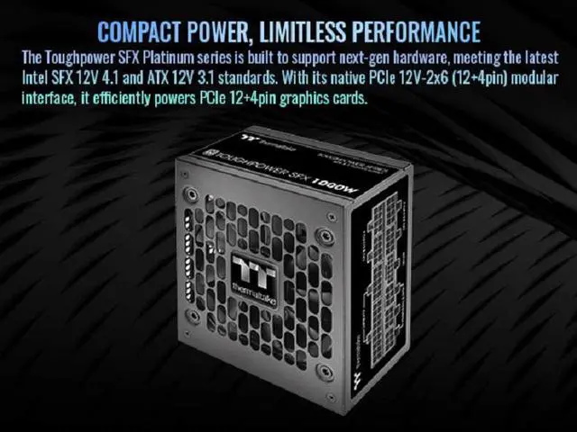 Alt view image 3 of 17 - Thermaltake Toughpower SFX 1000W 80Plus Platinum ATX 3.1 600W 12V-2x6 Connector Included; Full Modular; 90mm Fan; PS-STP-1000FNFAPU-1; 7 Year Warranty