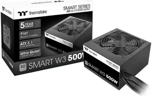 Alt view image 6 of 6 - Smart W3 Series 80Plus Certified 500W Power Supply; ATX v3.1 Spec; 120mm FDB Fan; 5 Year Warranty; PS-SPW-0500NNFAWU-1