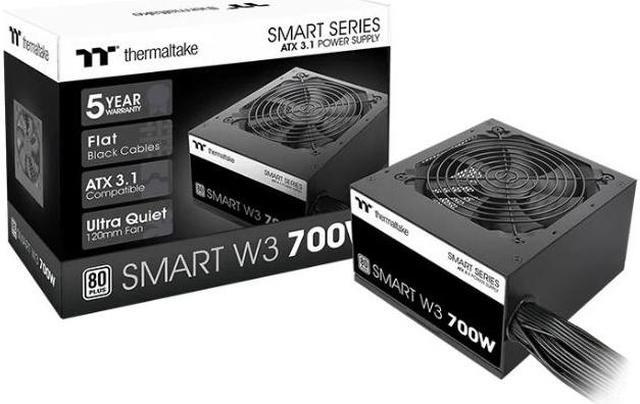 Alt view image 6 of 6 - Thermaltake Smart W3 Series 80Plus Certified 700W Power Supply; ATX v3.1 Spec; 120mm FDB Fan; 5 Year Warranty; PS-SPW-0700NNFAWU-1