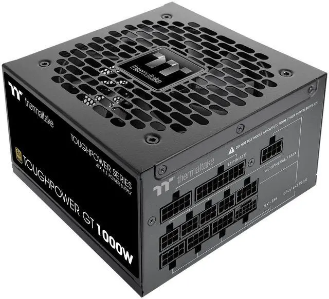 Alt view image 3 of 5 - Thermaltake Toughpower GT 1000W; ATX 3.1; Native PCIe 5.1 12V-2x6; Full Modular; Flat Cables; Color Matched Connectors; Japanese Main Capacitors; 80 Plus Gold Certified; 140mm; Black; PS-TPT-1000FNFAGU-3