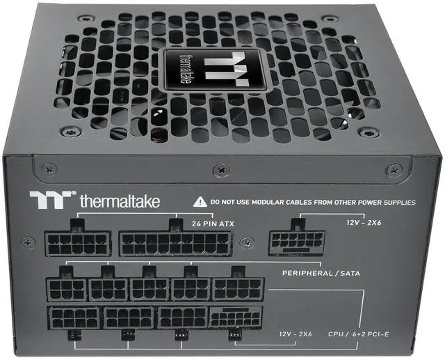 Alt view image 4 of 5 - Thermaltake Toughpower GT 1200W; ATX 3.1; x2 Native PCIe 5.1 12V-2x6; Full Modular; Flat Cables; Color Matched Connectors; Japanese Main Capacitors; 80 Plus Gold Certified; 140mm; Black; PS-TPT-1200FNFAGU-3