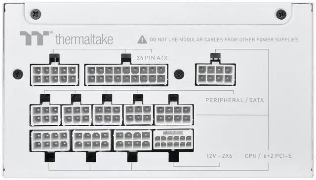 Alt view image 6 of 6 - Thermaltake Toughpower GT 1000W; ATX 3.1; Native PCIe 5.1 12V-2x6; Full Modular; Flat Cables; Color Matched Connectors; Japanese Main Capacitors; 80 Plus Gold Certified; 140mm; Snow; PS-TPT-1000FNFAGU-W