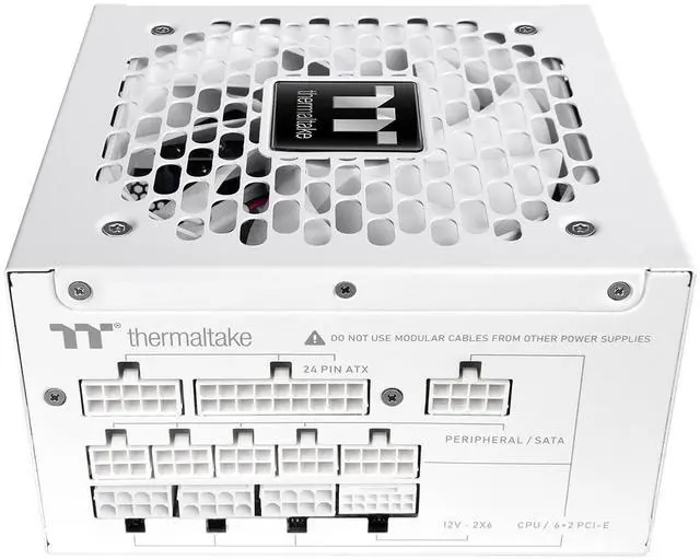Alt view image 4 of 6 - Thermaltake Toughpower GT 1000W; ATX 3.1; Native PCIe 5.1 12V-2x6; Full Modular; Flat Cables; Color Matched Connectors; Japanese Main Capacitors; 80 Plus Gold Certified; 140mm; Snow; PS-TPT-1000FNFAGU-W