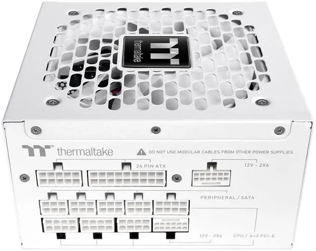 Alt view image 3 of 5 - Thermaltake Toughpower GT 1200W; ATX 3.1; x2 Native PCIe 5.1 12V-2x6; Full Modular; Flat Cables; Color Matched Connectors; Japanese Main Capacitors; 80 Plus Gold Certified; 140mm; Snow; PS-TPT-1200FNFAGU-W