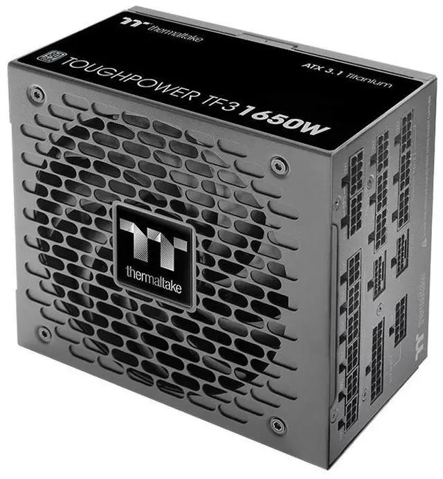 Alt view image 2 of 6 - Thermaltake Toughpower TF3 1650W; ATX 3.1; x2 Native PCIe 5.1 12V-2x6; Full Modular; Etched Flat Cables; Multi/Single Rail OCM Toggle; 100% Japanese Capacitors; 80 Plus Titanium Certified; Black