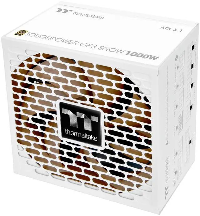 Alt view image 4 of 7 - Thermaltake Toughpower GF3 1000W; ATX 3.1; Native PCIe 5.1 12V-2x6; Full Modular; Flat Cables; Color Matched Connectors; Japanese Main Capacitors; Colored Custom 135mm Fan; 80 Plus Gold Certified;Snow